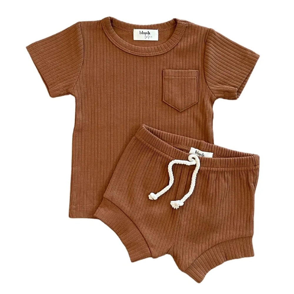 COGNAC | Ribbed organic baby toddler two piece set